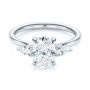 18k White Gold 18k White Gold Three Stone Oval And Pear Diamond Engagement Ring - Flat View -  105122 - Thumbnail