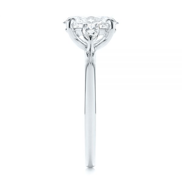 Platinum Platinum Three Stone Oval And Pear Diamond Engagement Ring - Side View - 105122