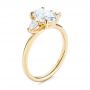 14k Yellow Gold Three Stone Oval And Pear Diamond Engagement Ring - Three-Quarter View -  105122 - Thumbnail