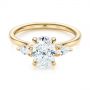 14k Yellow Gold Three Stone Oval And Pear Diamond Engagement Ring - Flat View -  105122 - Thumbnail