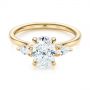 18k Yellow Gold 18k Yellow Gold Three Stone Oval And Pear Diamond Engagement Ring - Flat View -  105122 - Thumbnail