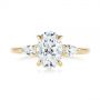14k Yellow Gold Three Stone Oval And Pear Diamond Engagement Ring - Top View -  105122 - Thumbnail