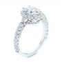 14k White Gold Three-stone Oval And Pear Diamond Halo Engagement Ring - Three-Quarter View -  105675 - Thumbnail