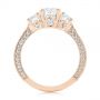 18k Rose Gold 18k Rose Gold Three Stone Oval And Round Diamond Engagement Ring - Front View -  104871 - Thumbnail