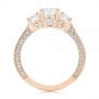 18k Rose Gold 18k Rose Gold Three Stone Oval And Round Diamond Engagement Ring - Front View -  104871 - Thumbnail