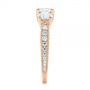 18k Rose Gold 18k Rose Gold Three Stone Oval And Round Diamond Engagement Ring - Side View -  104871 - Thumbnail