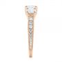 18k Rose Gold 18k Rose Gold Three Stone Oval And Round Diamond Engagement Ring - Side View -  104871 - Thumbnail