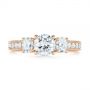 18k Rose Gold 18k Rose Gold Three Stone Oval And Round Diamond Engagement Ring - Top View -  104871 - Thumbnail