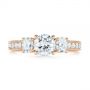 18k Rose Gold 18k Rose Gold Three Stone Oval And Round Diamond Engagement Ring - Top View -  104871 - Thumbnail