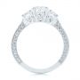 18k White Gold Three Stone Oval And Round Diamond Engagement Ring - Front View -  104871 - Thumbnail