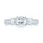18k White Gold Three Stone Oval And Round Diamond Engagement Ring - Top View -  104871 - Thumbnail