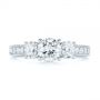 14k White Gold 14k White Gold Three Stone Oval And Round Diamond Engagement Ring - Top View -  104871 - Thumbnail