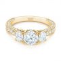 14k Yellow Gold 14k Yellow Gold Three Stone Oval And Round Diamond Engagement Ring - Flat View -  104871 - Thumbnail