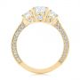 14k Yellow Gold 14k Yellow Gold Three Stone Oval And Round Diamond Engagement Ring - Front View -  104871 - Thumbnail