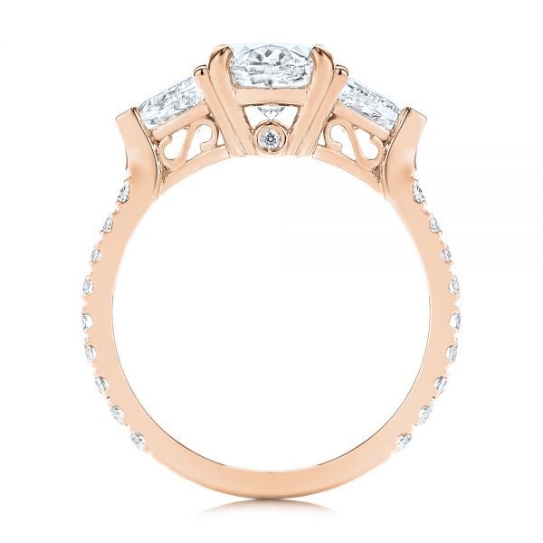 14k Rose Gold 14k Rose Gold Three Stone Oval And Trillion Diamond Engagement Ring - Front View -  106103 - Thumbnail