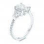  Platinum Three Stone Oval And Trillion Diamond Engagement Ring - Three-Quarter View -  106103 - Thumbnail