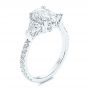 14k White Gold 14k White Gold Three Stone Oval And Trillion Diamond Engagement Ring - Three-Quarter View -  106103 - Thumbnail