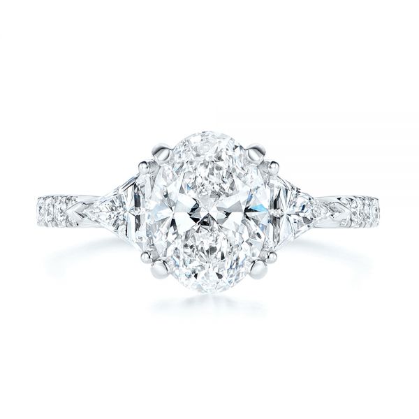Oval diamond with trillion side deals stones