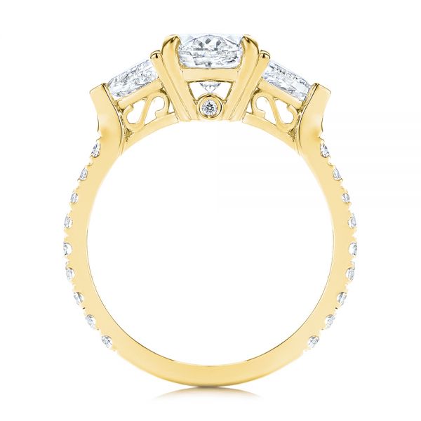 14k Yellow Gold 14k Yellow Gold Three Stone Oval And Trillion Diamond Engagement Ring - Front View - 106103
