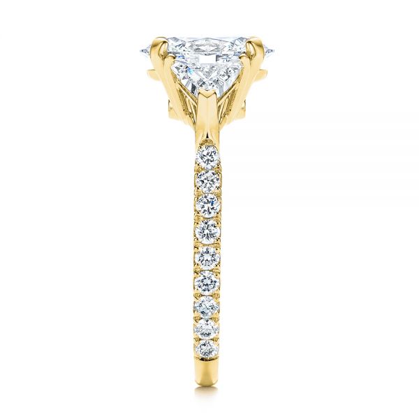 14k Yellow Gold 14k Yellow Gold Three Stone Oval And Trillion Diamond Engagement Ring - Side View - 106103