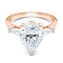 14k Rose Gold 14k Rose Gold Three Stone Pear And Tapered Baguette Diamond Engagement Ring - Flat View -  107807 - Thumbnail