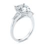 14k White Gold Three Stone Pear And Tapered Baguette Diamond Engagement Ring - Three-Quarter View -  107807 - Thumbnail