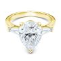 14k Yellow Gold 14k Yellow Gold Three Stone Pear And Tapered Baguette Diamond Engagement Ring - Flat View -  107807 - Thumbnail