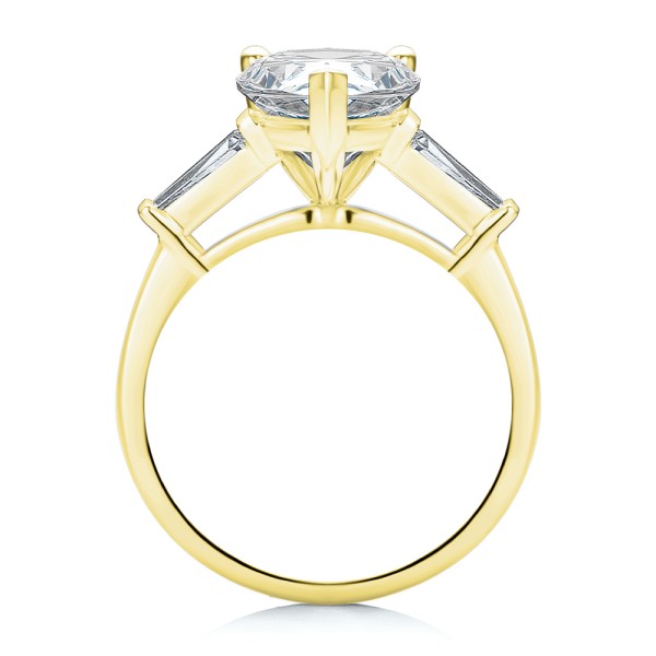 14k Yellow Gold 14k Yellow Gold Three Stone Pear And Tapered Baguette Diamond Engagement Ring - Front View -  107807