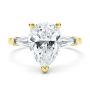 14k Yellow Gold 14k Yellow Gold Three Stone Pear And Tapered Baguette Diamond Engagement Ring - Top View -  107807 - Thumbnail