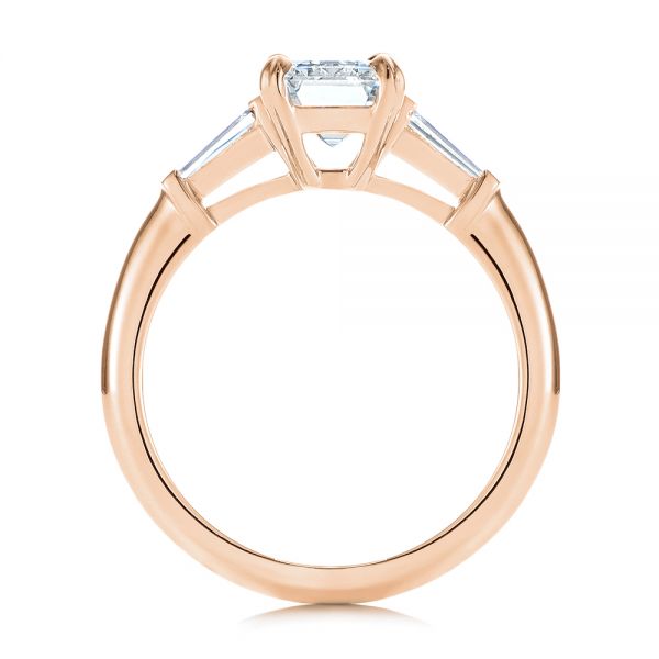 14k Rose Gold 14k Rose Gold Three Stone Tapered Baguette Diamond Engagement Ring - Front View -  105742