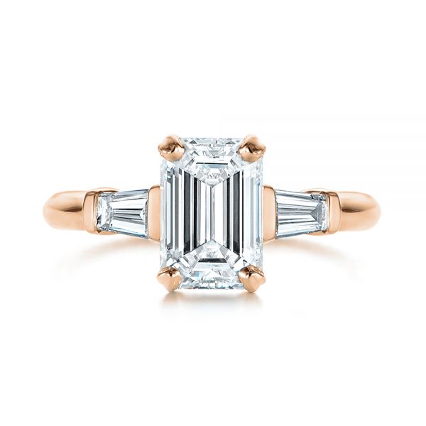 14k Rose Gold 14k Rose Gold Three Stone Tapered Baguette Diamond Engagement Ring - Top View -  105742