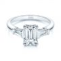 18k White Gold 18k White Gold Three Stone Tapered Baguette Diamond Engagement Ring - Flat View -  105742 - Thumbnail