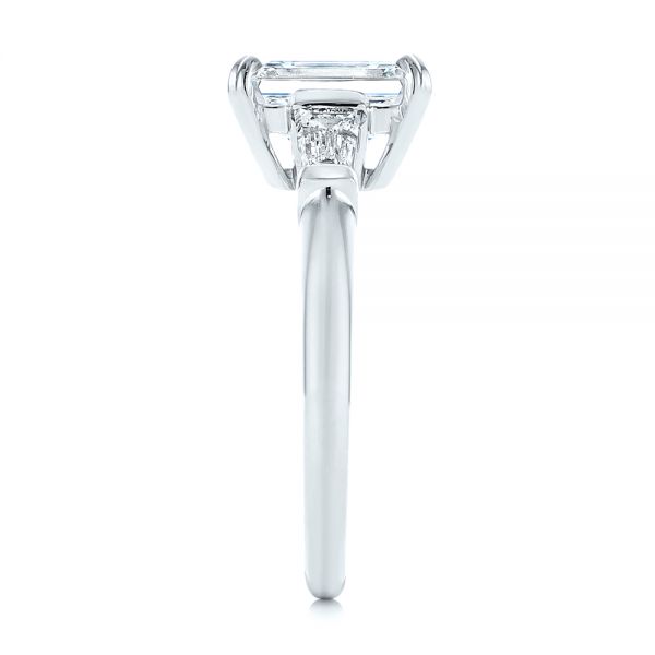Platinum Three Stone Tapered Baguette Diamond Engagement Ring - Side View - 105742