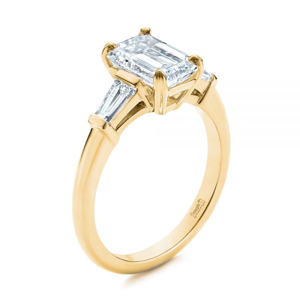 14k Yellow Gold 14k Yellow Gold Three Stone Tapered Baguette Diamond Engagement Ring - Three-Quarter View -  105742