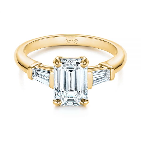 14k Yellow Gold 14k Yellow Gold Three Stone Tapered Baguette Diamond Engagement Ring - Flat View -  105742