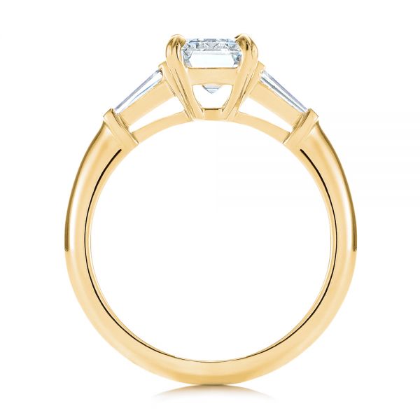 18k Yellow Gold 18k Yellow Gold Three Stone Tapered Baguette Diamond Engagement Ring - Front View - 105742
