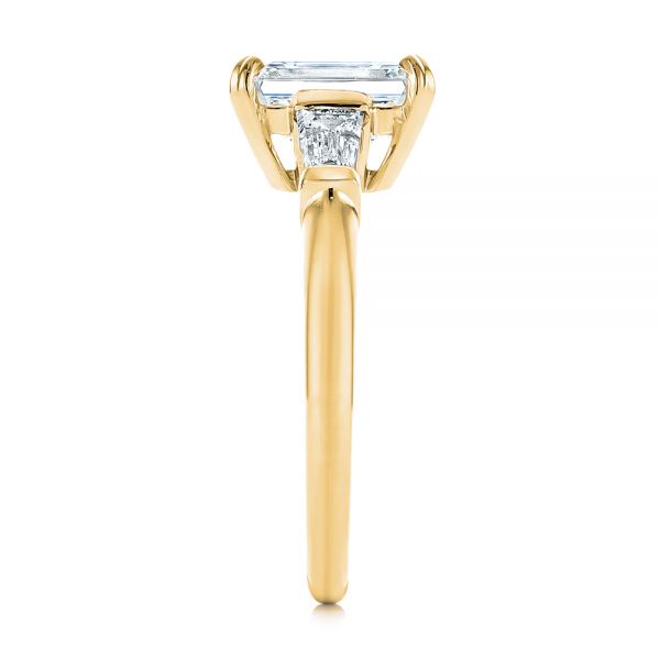 18k Yellow Gold 18k Yellow Gold Three Stone Tapered Baguette Diamond Engagement Ring - Side View - 105742