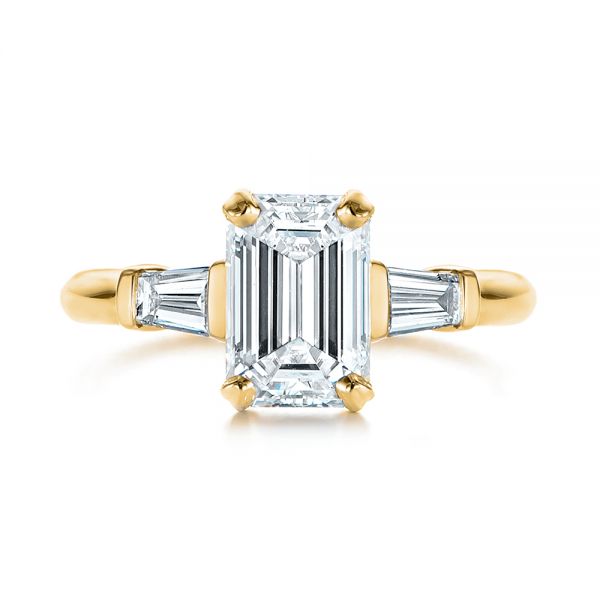 18k Yellow Gold 18k Yellow Gold Three Stone Tapered Baguette Diamond Engagement Ring - Top View -  105742