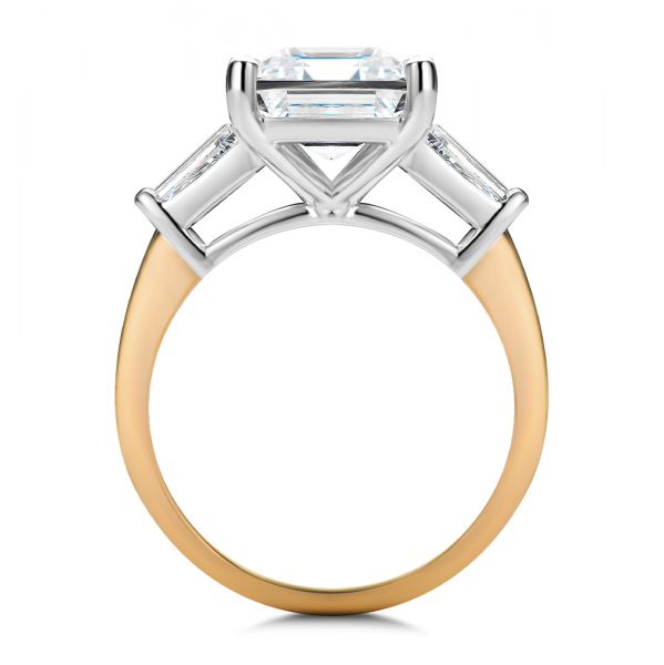 18k Rose Gold 18k Rose Gold Three Stone Tapered Baguette Engagement Ring - Front View - 107806