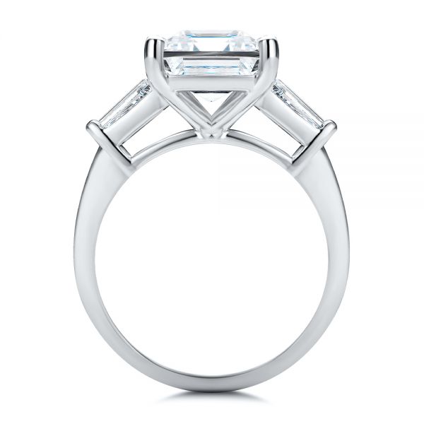 18k White Gold 18k White Gold Three Stone Tapered Baguette Engagement Ring - Front View - 107806