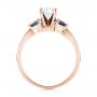 18k Rose Gold 18k Rose Gold Three Stone Trillion Blue Sapphire And Diamond Engagement Ring - Front View -  100317 - Thumbnail