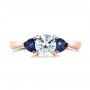 14k Rose Gold 14k Rose Gold Three Stone Trillion Blue Sapphire And Diamond Engagement Ring - Top View -  100317 - Thumbnail