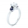 18k White Gold Three Stone Trillion Blue Sapphire And Diamond Engagement Ring - Three-Quarter View -  100317 - Thumbnail