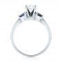 18k White Gold Three Stone Trillion Blue Sapphire And Diamond Engagement Ring - Front View -  100317 - Thumbnail