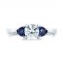 18k White Gold Three Stone Trillion Blue Sapphire And Diamond Engagement Ring - Top View -  100317 - Thumbnail