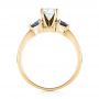 18k Yellow Gold 18k Yellow Gold Three Stone Trillion Blue Sapphire And Diamond Engagement Ring - Front View -  100317 - Thumbnail