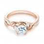 14k Rose Gold And Platinum 14k Rose Gold And Platinum Three-stone Two-tone Diamond Engagement Ring - Flat View -  103105 - Thumbnail