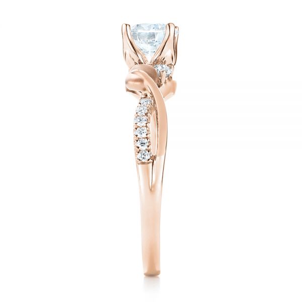 14k Rose Gold And 18K Gold 14k Rose Gold And 18K Gold Three-stone Two-tone Diamond Engagement Ring - Side View -  103105