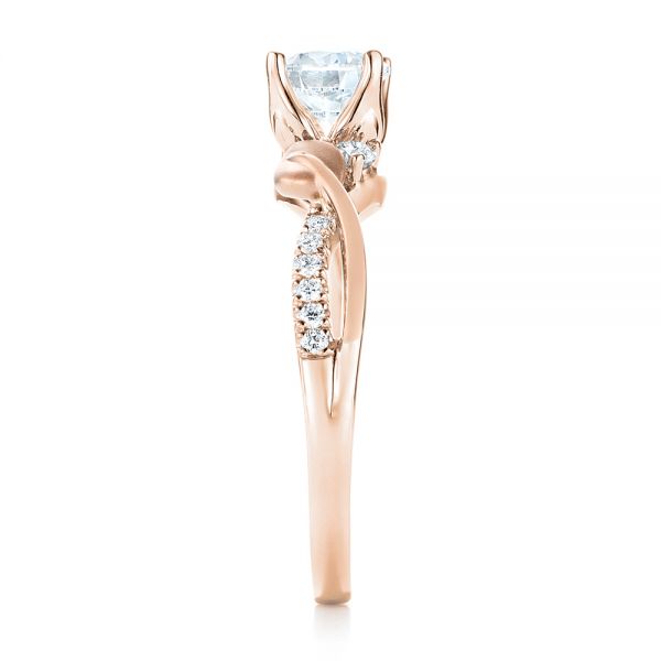 14k Rose Gold And 18K Gold 14k Rose Gold And 18K Gold Three-stone Two-tone Diamond Engagement Ring - Side View - 103105