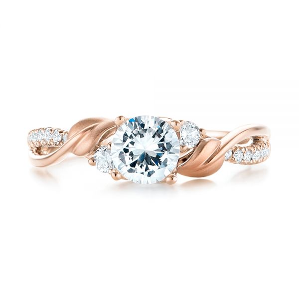 14k Rose Gold And 14K Gold 14k Rose Gold And 14K Gold Three-stone Two-tone Diamond Engagement Ring - Top View -  103105